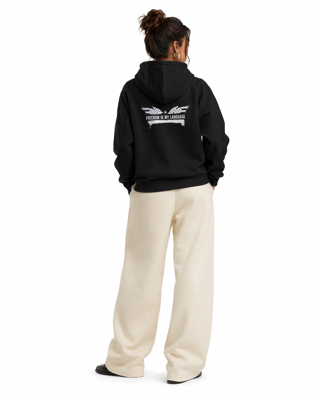The Architect Hoodie Decree in Onyx Black, worn, back