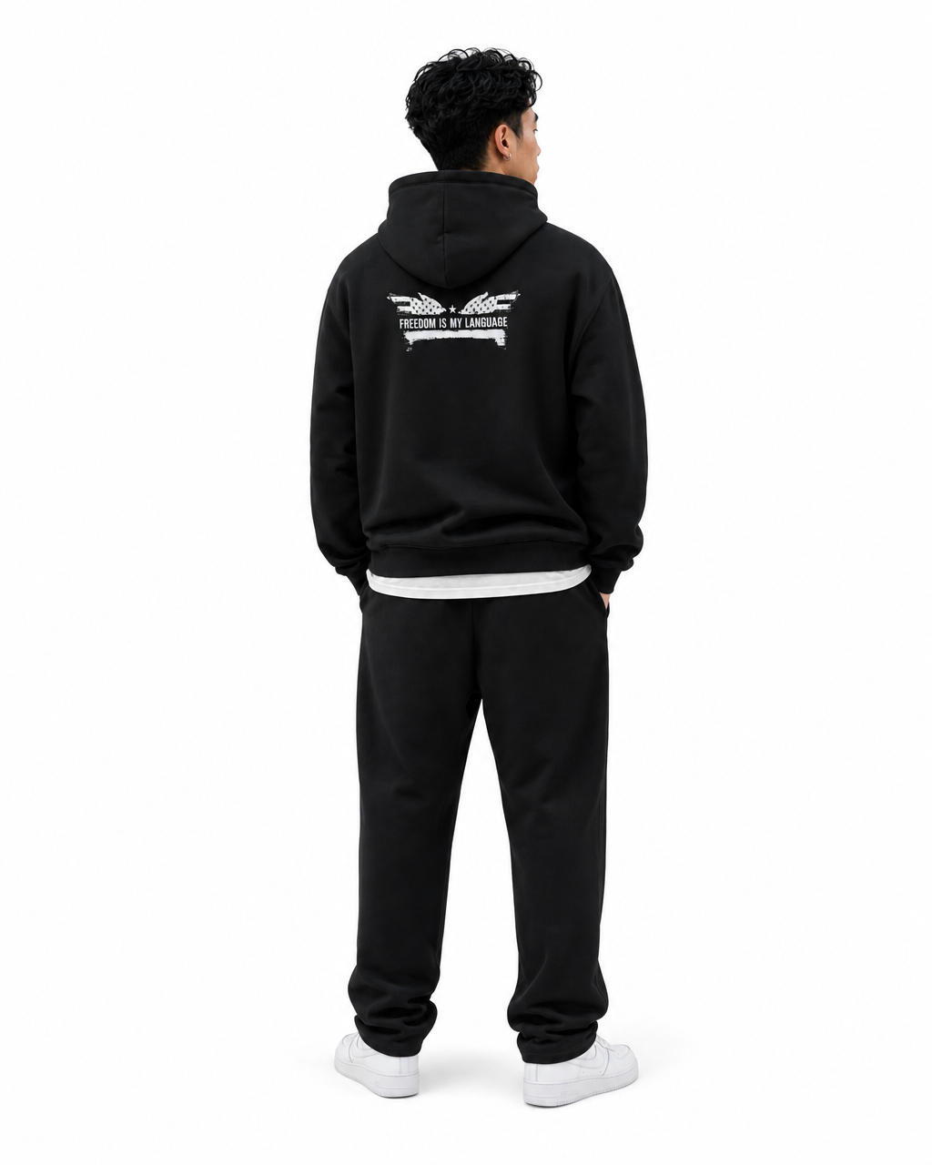 The Architect Hoodie Decree in Onyx Black, worn, back