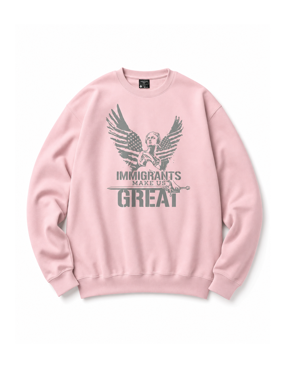 The Sovereign Crewneck Winged Liberty in Rose, front